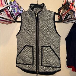 J CREW VEST Puffer Down WOMEN'S SZ XXS Black/Cream